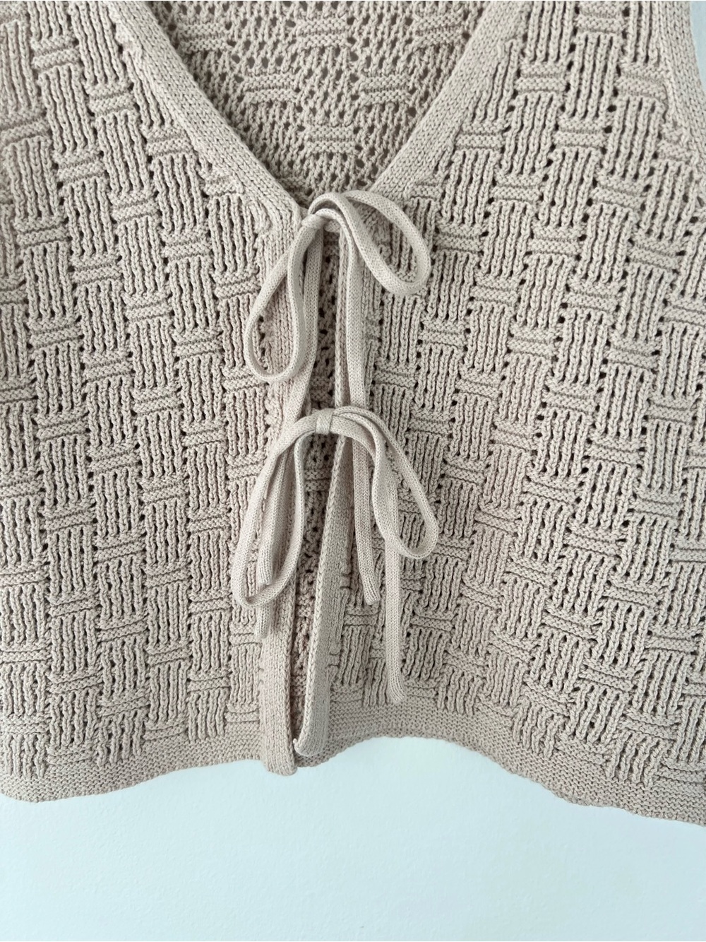 Y2K 2000s Boho Crochet Tie Front Tank Top Festival Outfit Going Out Top size M - Picture 3 of 6